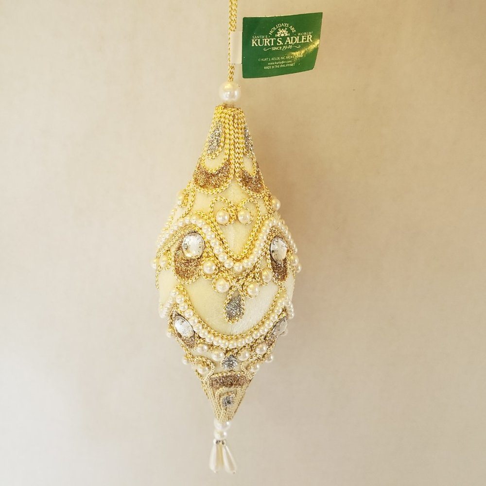 Kurt Adler Pearl & Sequine Ornament New